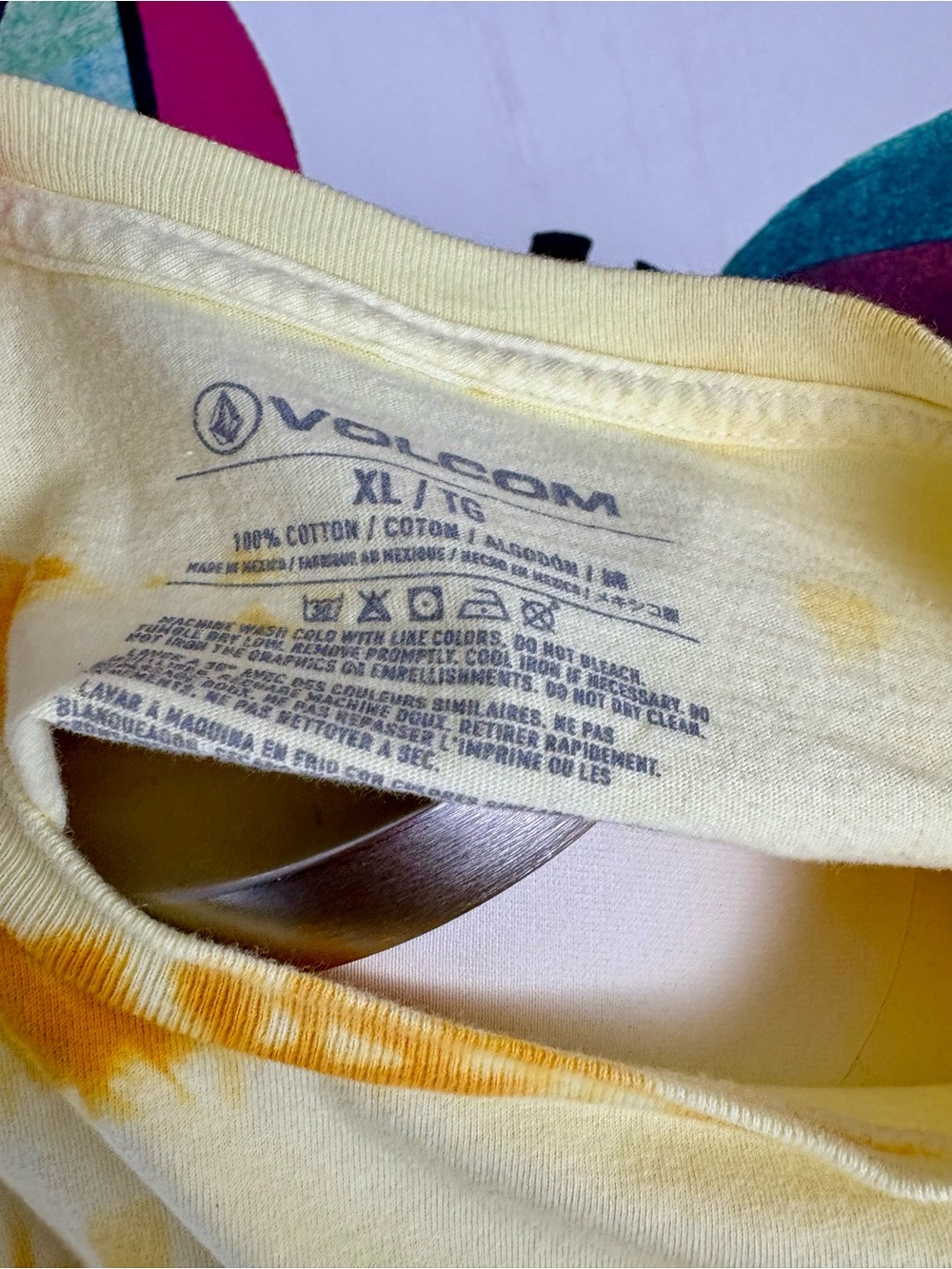 Volcom Yellow + Orange Tie-Dye Cropped Sleeveless Tee - Picture 4 of 4